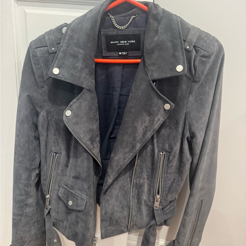 Marc New York Women's Gray Suede Leather Jacket